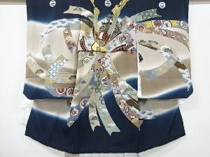 兜に束ね熨斗模様紋付男児着物(内袖・長襦袢付き)